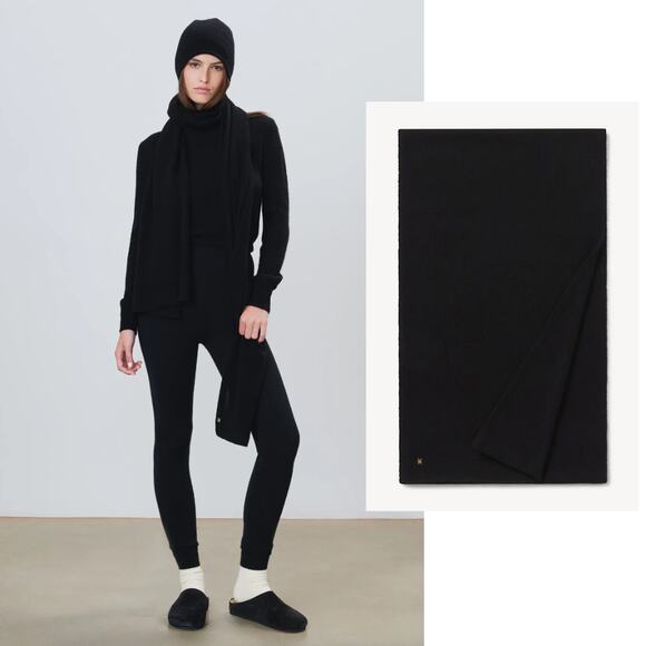Eterne | NWT Luca Cashmere Scarf in Black 67.5in x 18.5in - Picture 1 of 8